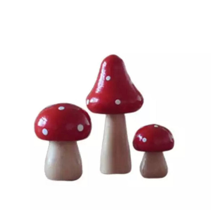 Wooden Red Mushrooms - set of 3