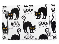 Halloween Placemat Black & White Cats