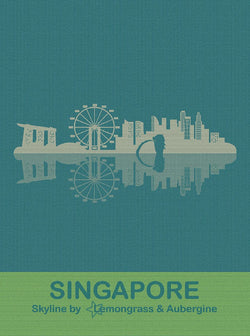 Singapore Skyline Kitchen Towel Lemongrass & Aubergine