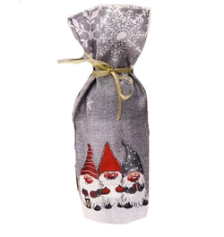 Christmas Wine Bottle Cover - Grey Santa