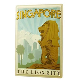 Tin Wall Poster - Singapore Merlion 40cm x 30cm