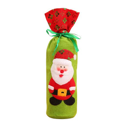 Christmas Wine Bottle Cover - Green Santa