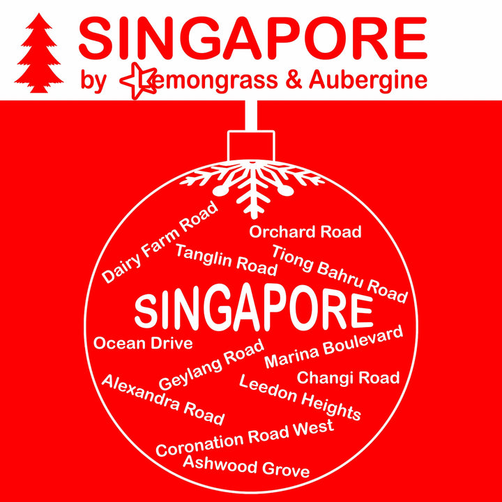 Singapore Christmas Paper Napkin - Red Bauble Lemongrass & Aubergine