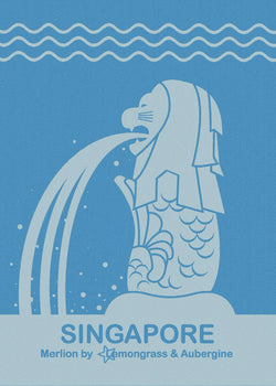 Singapore Merlion Kitchen Towel Lemongrass & Aubergine