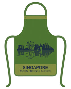Singapore Skyline Apron Lemongrass & Aubergine